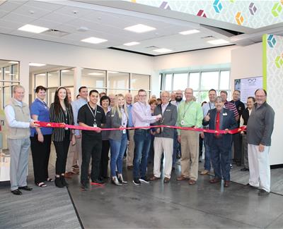 Cyprus employees and Draper Chamber of Commerce cut the ribbon
