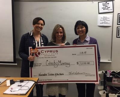 November Teacher of the Month Cindy Morrey Riverton HS